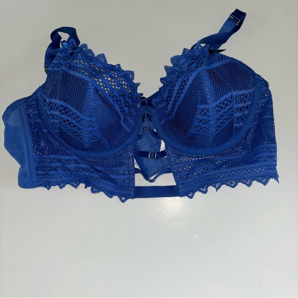 Cacique Lace Longline Lightly Lined French Balconette Bra Blue 40C - Picture 1 of 9